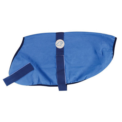 X-Large 45cm Blue Dog Cooling Coat - Lightweight, Soft & Comfortable Pet Jacket with Fastenings for Hot Summer Weather