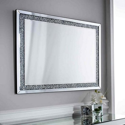 X Large Crushed Diamond Jewelled Gems Crystal Mirror 80x120Cm