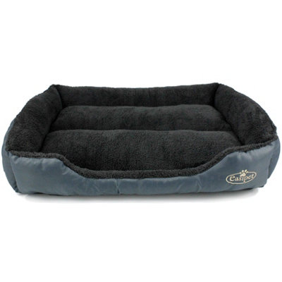 X Large Grey Dog Bed Cat Washable Soft Faux Fur Fleece Cushion Pet