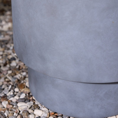 X-Large Light Grey Fibre Clay Indoor Outdoor Garden Planter Houseplant Flower Plant Pot - 3