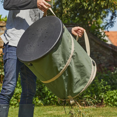 X-Large Ultra Spring Bin 165L - Reusable & Collapsible Hardwearing Home or Garden Waste Bag with Carry Handles - H70 x 55cm Dia