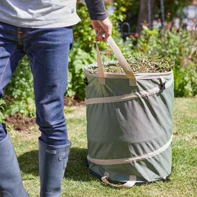 X-Large Ultra Spring Bin 165L - Reusable & Collapsible Hardwearing Home or Garden Waste Bag with Carry Handles - H70 x 55cm Dia - 3