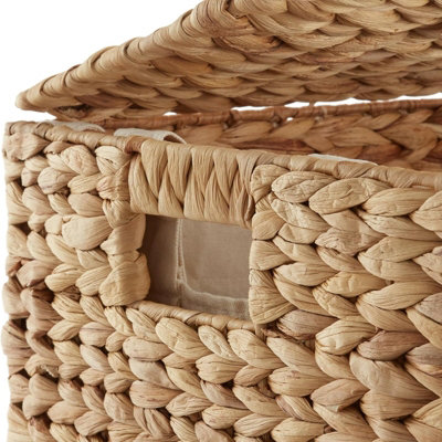X Large Water Hyacinth Double Laundry Hamper Bin Clothes Washing Basket With Lid - 4