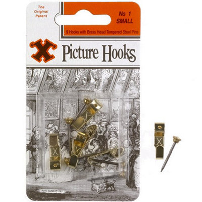 X Original Patent Steel Picture No. 1 Hooks (Pack Of 5) Br (One Size)