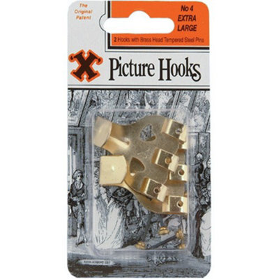 X Original Patent Steel Picture No. 4 Hooks (Pack Of 2) Br (One Size)