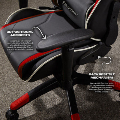 X-Rocker Agility Compact Gaming Chair Racing PC Reclining Adjustable PC Gaming Seat for Kids and Juniors - RED