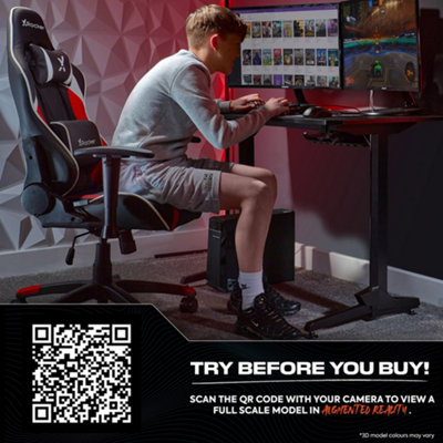 X-Rocker Agility Compact Gaming Chair Racing PC Reclining Adjustable PC Gaming Seat for Kids and Juniors - RED