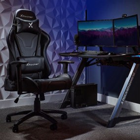 X-Rocker Agility eSport Gaming Chair Racing PC Reclining Adjustable PC Gaming Seat - BLACK