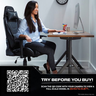 X-Rocker Agility eSport Gaming Chair Racing PC Reclining Adjustable PC Gaming Seat - BLACK