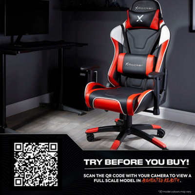 X Rocker Agility eSport Gaming Chair Racing PC Reclining Adjustable PC Gaming Seat RED