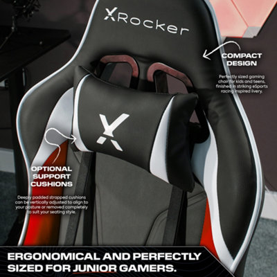 X-Rocker Agility Jr Gaming Chair Racing PC Reclining Adjustable PC Gaming Seat for Kids and Juniors - RED