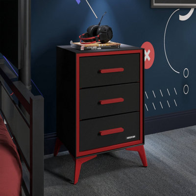 X Rocker Arcane Canvas Storage Chest of 3 Drawers - Black / Red