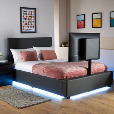 Bed frame with tv storage discount