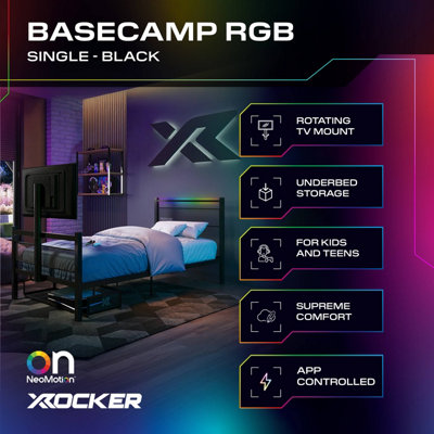X Rocker Basecamp RGB Single Gaming TV Bed with App Controlled LED ...