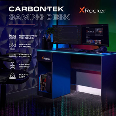 Stunning Gaming Desk With Wireless Charging And Storage Rack image