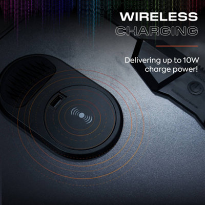 Image showcasing X Rocker Carbon-Tek 120cm LED Gaming Desk with Wireless Charging - Grey ...