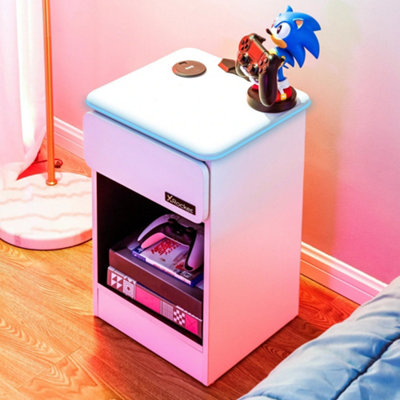 X Rocker CarbonTek Bedside Table Drawer Shelf with RGB LED Lights and