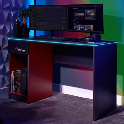 Long gaming deals desk with drawers