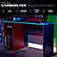 X Rocker Carbon-Tek Gaming Desk with LED Lights Wireless Charging  & 1 Drawer PC Shelf - Black / Grey