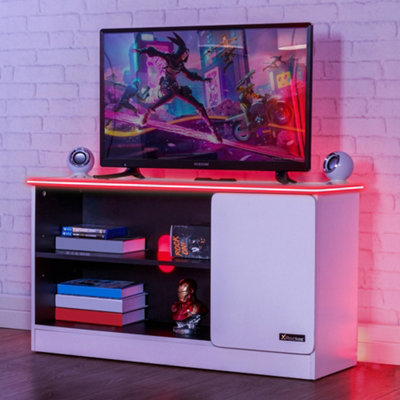 X-Rocker Carbon-Tek RGB TV Media Unit for up to 42" TV's with LED Lighting - WHITE