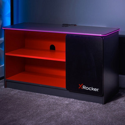 X-Rocker Carbon-Tek RGB TV Media Unit with LED Lighting for up to 42" TV's - GREY / RED
