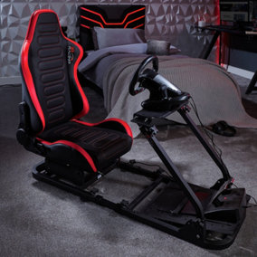 X-Rocker Chicane Racing Seat Simulator Cockpit Gaming Chair - BLACK / RED