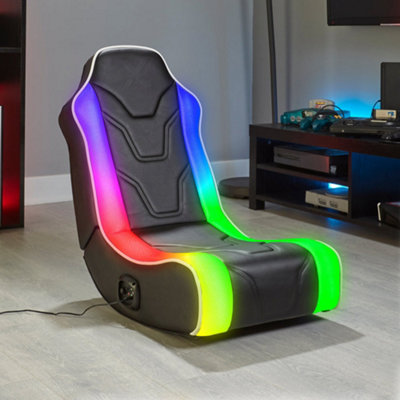 X-Rocker Chimera RGB Gaming Chair for Kids and Juniors, 2.0 Audio Gaming Floor Rocker - BLACK