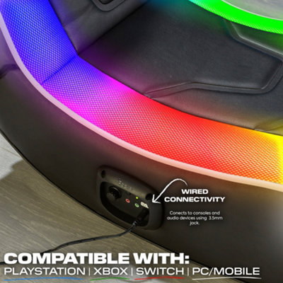 X-Rocker Chimera RGB Gaming Chair for Kids and Juniors, 2.0 Audio Gaming Floor Rocker - BLACK