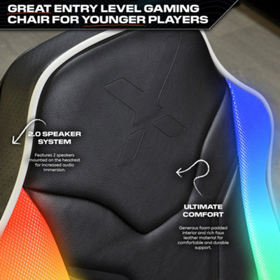 X-Rocker Chimera RGB Gaming Chair for Kids and Juniors, 2.0 Audio Gaming Floor Rocker - BLACK