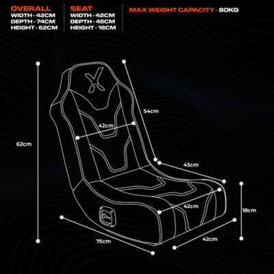 X-Rocker Chimera RGB Gaming Chair for Kids and Juniors, 2.0 Audio Gaming Floor Rocker - BLACK