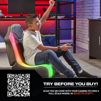 X-Rocker Chimera RGB Gaming Chair for Kids and Juniors, 2.0 Audio Gaming Floor Rocker - BLACK