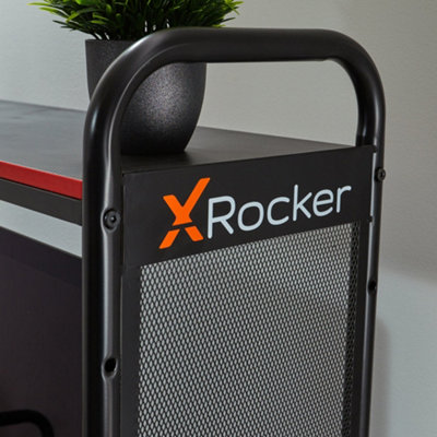 X-Rocker Computer Desk Workstation Gaming Metal Table PC Shelves Black ...