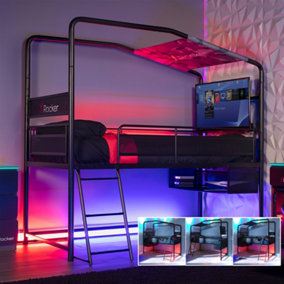 X Rocker Contra Mid Sleeper Gaming Bed - 4 Way Build TV Bed - BLACK
