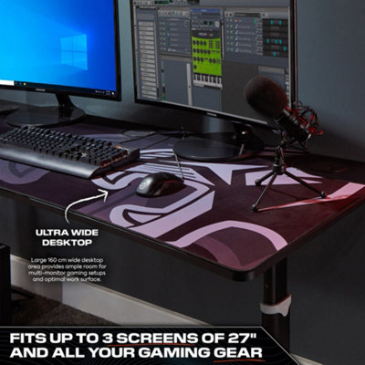 X Rocker Cougar XL 160cm Height Adjustable Gaming Desk with Full ...