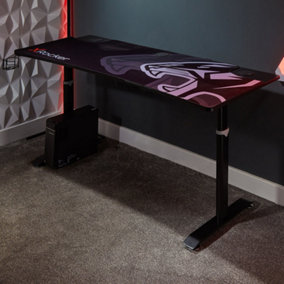 X-Rocker Cougar XL Height Adjustable Gaming Desk, 160cm Ultra Wide with FREE Mousepad - BLACK