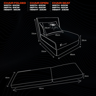 X-Rocker Crash Pad Jr Fold Out Single Sofa Bed Futon Chair for Gamers ...