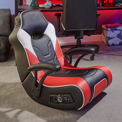 X Rocker Deluxe Gaming Chair with 4.1 Bluetooth Wireless Speakers and Audio Vibration Fabric BLACK DIY at B Q