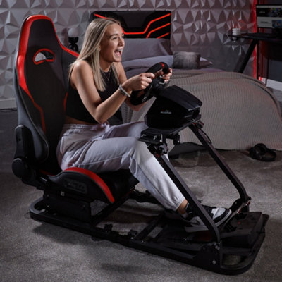 X-Rocker Drift Racing Sim Cockpit Racing Chair with 2.1 Built-in Speakers, Fully Adjustable - BLACK