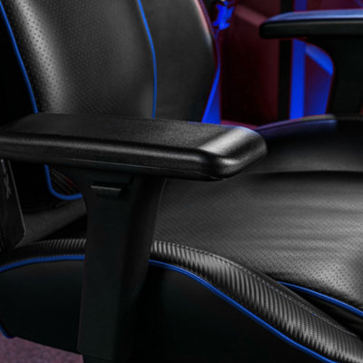 X-Rocker Drogon PC Office Gaming Chair, Ergonomic Computer Desk Chair, Faux Leather with Lumbar Support - BLACK / BLUE