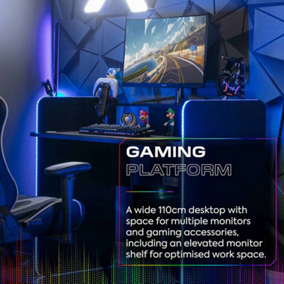 X Rocker Electra 110cm RGB Gaming Desk with Wireless Charging - Black