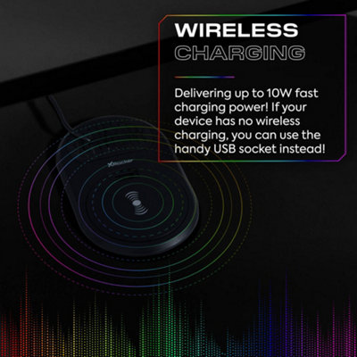 X Rocker Electra 110cm RGB Gaming Desk with Wireless Charging - Black