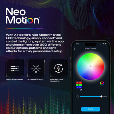 X Rocker Electra LED Bedside Side Table with Wireless Charging