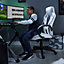 X Rocker Ergonomic Home Office chair PC Gaming Seat PU Leather White Black