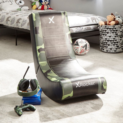 x Rocker Geo Floor Gaming Bean Bag, Gray Camo