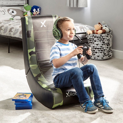 X Rocker Floor chair Folding Gaming Rocking Seat for Kids Camo