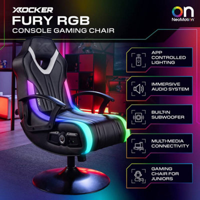 X Rocker Fury Audio LED Console Gaming Chair for Juniors Black