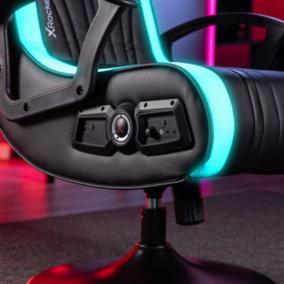 X-Rocker Fury RGB Gaming Chair with Audio Speakers for Juniors and Black Faux Leather Upholstery