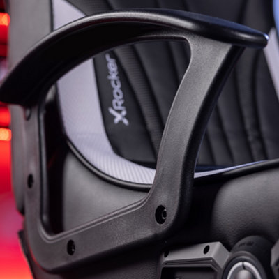 X-Rocker Fury RGB Gaming Chair with Audio Speakers for Juniors and Black Faux Leather Upholstery