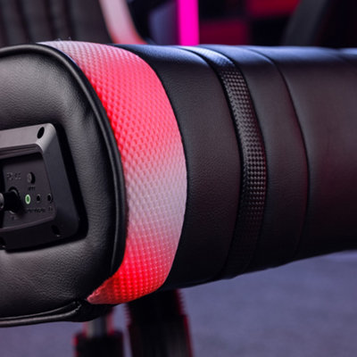 X-Rocker Fury RGB Gaming Chair with Audio Speakers for Juniors and Black Faux Leather Upholstery
