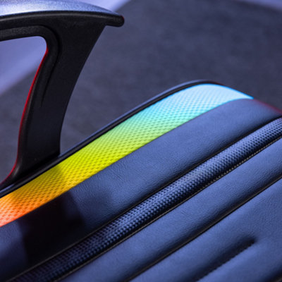 X-Rocker Fury RGB Gaming Chair with Audio Speakers for Juniors and Black Faux Leather Upholstery
